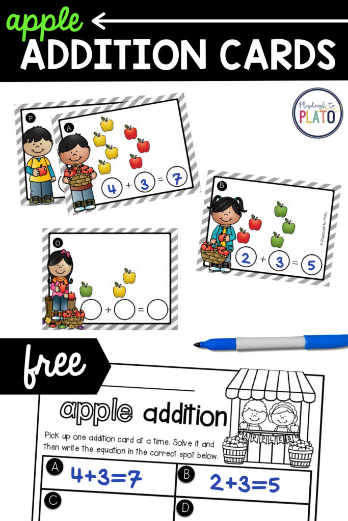 Apple Addition Cards – Playdough To...