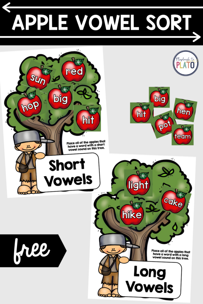 Apple Vowel Sort – Playdough To...