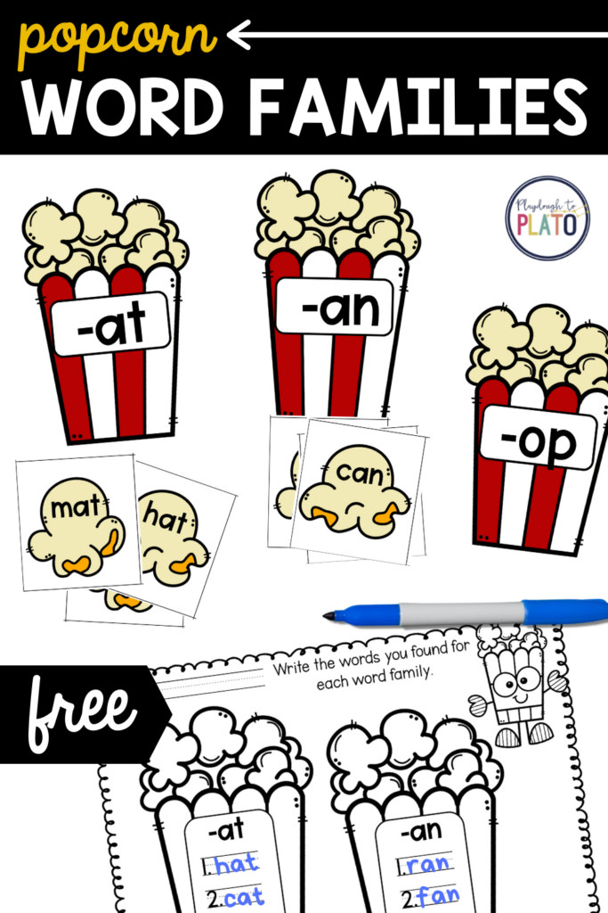 Popcorn Word Families – Playdough To...