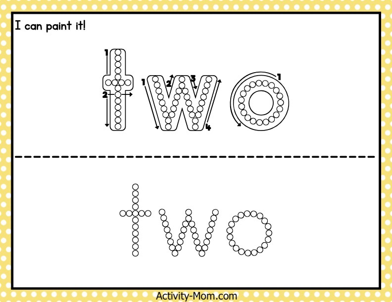 Sight Words Q Tip Painting Printables